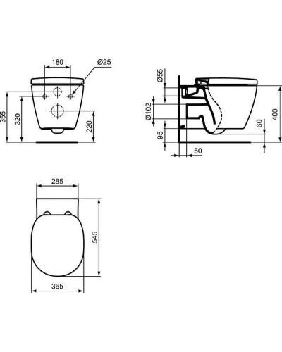 Комплект унитаза с инсталляцией Ideal Standard Connect Prosys E212701 с сиденьем Микролифт и клавишей смыва Хром