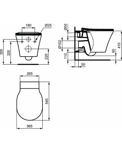 Комплект унитаза с инсталляцией Ideal Standard Connect Air Prosys K819501PA15 с сиденьем Микролифт без клавиши смыва