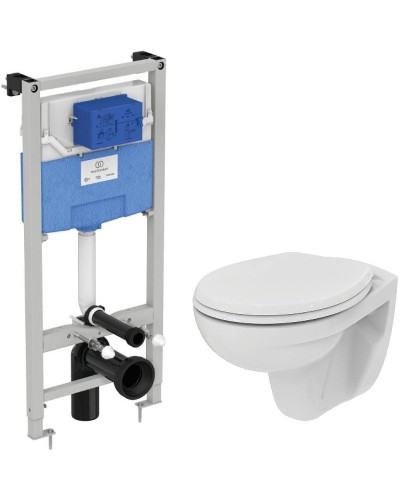 Комплект унитаза с инсталляцией Ideal Standard Eurovit Prosys K881201PT15 с сиденьем Микролифт без клавиши смыва