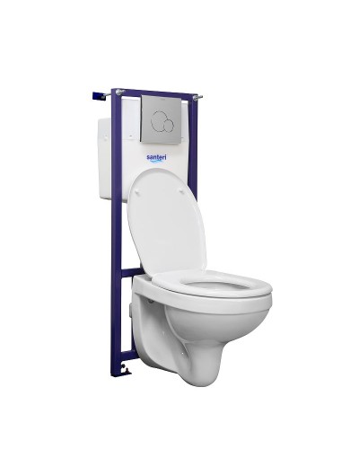 Комплект унитаза с инсталляцией Santeri Альфа 1.3815.9.S00.00B.0 с сиденьем и клавишей смыва Хром