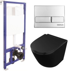 Комплект унитаза Owl 1975 Vind Cirkel-H OWLT190305 с инсталляцией Berges Wasserhaus Novum L3 040213 с сиденьем Микролифт и клавишей смыва Хром