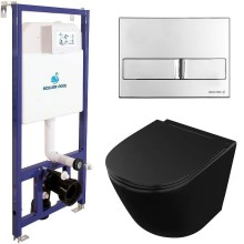 Комплект унитаза Owl 1975 Vind Cirkel-H OWLT190305 с инсталляцией Koller Pool DUNE1200SL+Neon с сиденьем Микролифт и клавишей смыва Хром