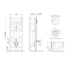 Комплект унитаза с инсталляцией AM.PM Sprit FlashClean IS30201.701700 с сиденьем Микролифт и Белой клавишей смыва