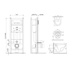 Комплект унитаза с инсталляцией AM.PM Sprit FlashClean IS30201.701700 с сиденьем Микролифт и Белой клавишей смыва