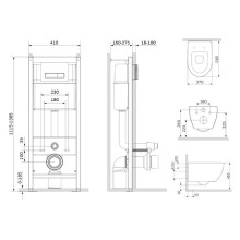 Комплект унитаза с инсталляцией AM.PM Awe FlashClean IS30201.111700 с сиденьем Микролифт и Белой клавишей смыва