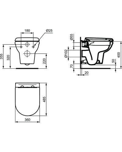 Комплект унитаза с инсталляцией Ideal Standard Prosys Exacto X042601 с сиденьем Микролифт