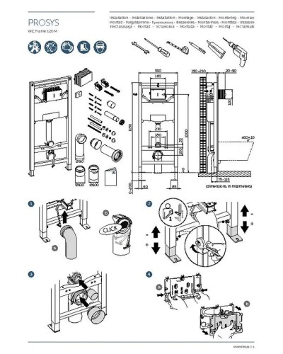 Комплект унитаза с инсталляцией Ideal Standard Prosys Exacto X042601 с сиденьем Микролифт