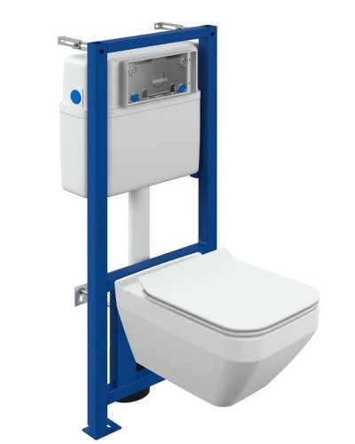 Комплект унитаза с инсталляцией Cersanit Crea Square CO DPL EO slim 63997 с сиденьем Микролифт