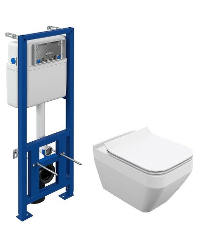 Комплект унитаза с инсталляцией Cersanit Crea Square CO DPL EO slim 63997 с сиденьем Микролифт