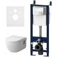 Комплект унитаза с инсталляцией AM.PM Like FlashClean IS30201.801701 с сиденьем Микролифт и Белой клавишей смыва