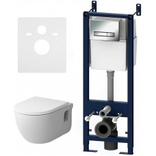 Комплект унитаза с инсталляцией AM.PM Like FlashClean IS30251.801701 с сиденьем Микролифт и клавишей смыва Хром