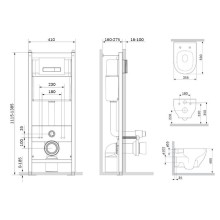 Комплект унитаза с инсталляцией AM.PM Like FlashClean IS30251.801701 с сиденьем Микролифт и клавишей смыва Хром