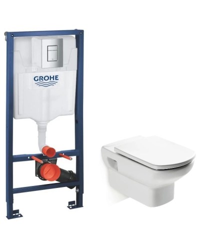 Комплект подвесной унитаз Roca Dama Senso 346517000 + ZRU9302820 + система инсталляции Grohe 38772001