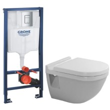 Комплект подвесной унитаз Duravit Starck 3 2200090000 + 0063810000 + система инсталляции Grohe 38772001