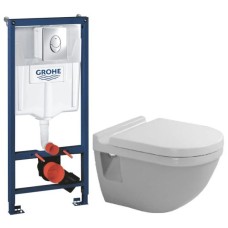 Комплект подвесной унитаз Duravit Starck 3 2200090000 + 0063810000 + система инсталляции Grohe 38721001