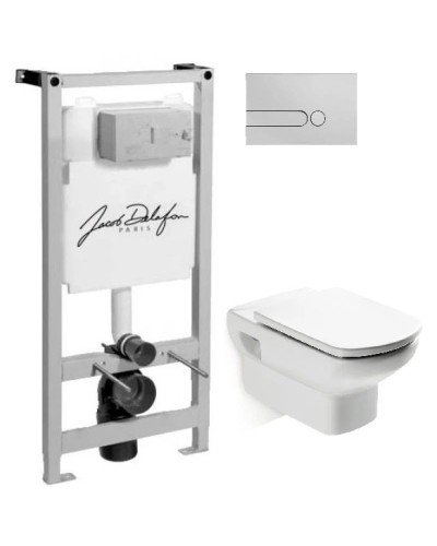 Комплект подвесной унитаз Roca Dama Senso 346517000 + ZRU9302820 + система инсталляции Jacob Delafon E5504-NF + E4326-CP