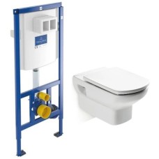 Комплект подвесной унитаз Roca Dama Senso 346517000 + ZRU9302820 + система инсталляции Villeroy & Boch 92246100
