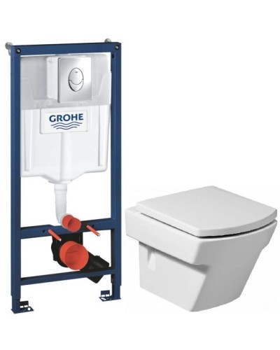 Комплект подвесной унитаз Roca Hall 346627000 + 801622004 + система инсталляции Grohe 38721001