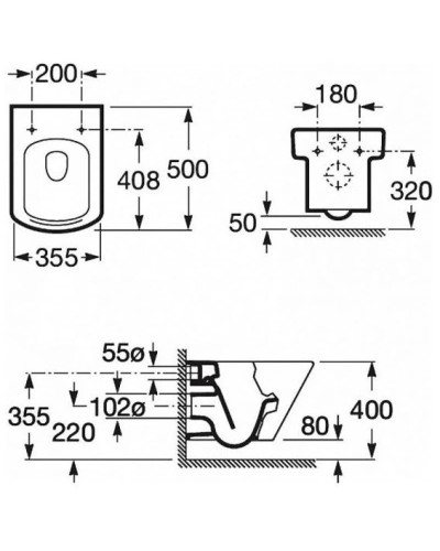 Комплект подвесной унитаз Roca Hall 346627000 + 801622004 + система инсталляции Grohe 38721001