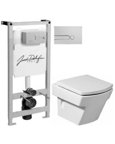 Комплект подвесной унитаз Roca Hall 346627000 + 801622004 + система инсталляции Jacob Delafon E5504-NF + E4326-CP