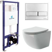 Комплект унитаза Ceramica Nova Forma CN3009 с инсталляцией Koller Pool DUNE1200SL+Neon с сиденьем Микролифт и клавишей смыва Хром