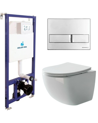 Комплект унитаза Ceramica Nova Forma CN3009 с инсталляцией Koller Pool DUNE1200SL+Neon с сиденьем Микролифт и клавишей смыва Хром