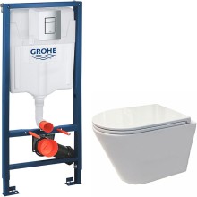 Комплект унитаза Koller Pool Orion OR-0515-RW с инсталляцией Grohe Rapid SL 38772001 с сиденьем Микролифт и клавишей смыва Хром