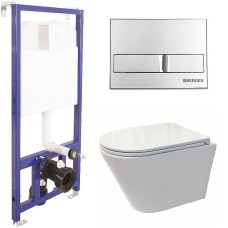 Комплект унитаза Koller Pool Orion OR-0515-RW с инсталляцией Berges Wasserhaus Novum L3 040213 с сиденьем Микролифт и клавишей смыва Хром