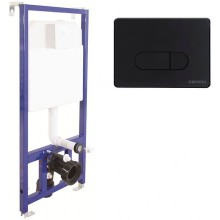 Комплект унитаза Koller Pool Orion OR-0515-RW с инсталляцией Berges Wasserhaus Novum D5 040235 с сиденьем Микролифт и Черной матовой клавишей смыва