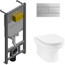 Комплект унитаза Jacob Delafon Elite EDX114RU-00 с сиденьем Микролифт и инсталляцией Jacob Delafon E29025-NF+E4316-CP с клавишей смыва Хром