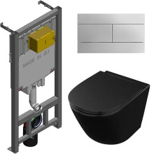 Комплект унитаза Owl 1975 Vind Cirkel-H OWLT190305 с сиденьем Микролифт и инсталляцией Jacob Delafon E29025-NF+E4316-CP с клавишей смыва Хром