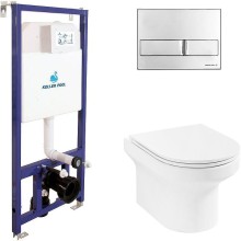 Комплект унитаза Jacob Delafon Elite EDX114RU-00 с инсталляцией Koller Pool DUNE1200SL+Neon с сиденьем Микролифт и клавишей смыва Хром