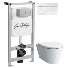 Комплект подвесной унитаз Laufen Kartell by Laufen  8.2033.6.000.000.1 + 8.9133.1.000.000.1 + система инсталляции Jacob Delafon E5504-NF + E4316-CP