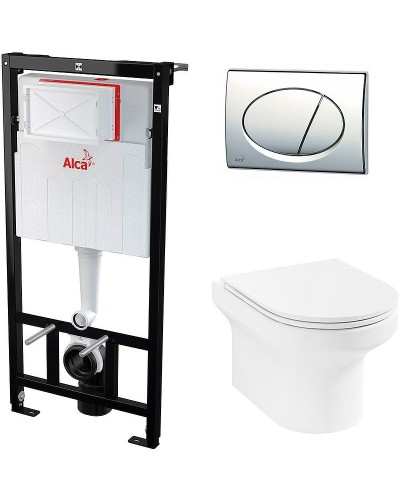 Комплект унитаза Jacob Delafon Elite EDX114RU-00 с инсталляцией Alcaplast Sadromodul AM101/1120-3:1 RU M71-0001 с сиденьем Микролифт и клавишей смыва Хром