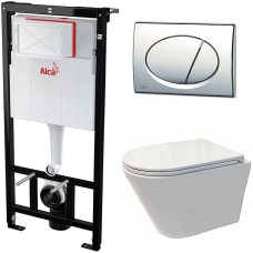 Комплект унитаза Koller Pool Orion OR-0515-RW с инсталляцией Alcaplast Sadromodul AM101/1120-3:1 RU M71-0001 с сиденьем Микролифт и клавишей смыва Хром