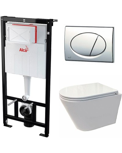 Комплект унитаза Koller Pool Orion OR-0515-RW с инсталляцией Alcaplast Sadromodul AM101/1120-3:1 RU M71-0001 с сиденьем Микролифт и клавишей смыва Хром