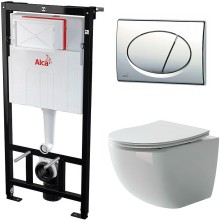 Комплект унитаза Ceramica Nova Forma CN3009 с инсталляцией Alcaplast Sadromodul AM101/1120-3:1 RU M71-0001 с сиденьем Микролифт и клавишей смыва Хром