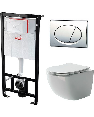 Комплект унитаза Ceramica Nova Forma CN3009 с инсталляцией Alcaplast Sadromodul AM101/1120-3:1 RU M71-0001 с сиденьем Микролифт и клавишей смыва Хром