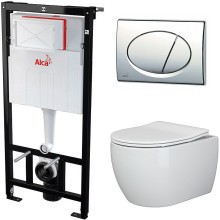 Комплект унитаза Ceramica Nova Play CN3001 с инсталляцией Alcaplast Sadromodul AM101/1120-3:1 RU M71-0001 с сиденьем Микролифт и клавишей смыва Хром