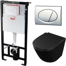 Комплект унитаза Owl 1975 Vind Cirkel-H OWLT190305 с инсталляцией Alcaplast Sadromodul AM101/1120-3:1 RU M71-0001 с сиденьем Микролифт и клавишей смыва Хром