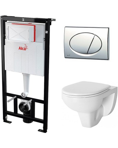 Комплект унитаза Damixa Jupiter DX77C1738SC с инсталляцией Alcaplast Sadromodul AM101/1120-3:1 RU M71-0001 с сиденьем Микролифт и клавишей смыва Хром