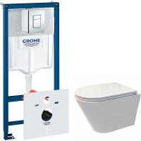 Комплект унитаза Koller Pool Orion OR-0515-RW с инсталляцией Grohe Rapid SL 38775001 с сиденьем Микролифт и клавишей смыва Хром