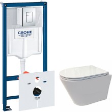 Комплект унитаза Koller Pool Orion OR-0515-RW с инсталляцией Grohe Rapid SL 38775001 с сиденьем Микролифт и клавишей смыва Хром