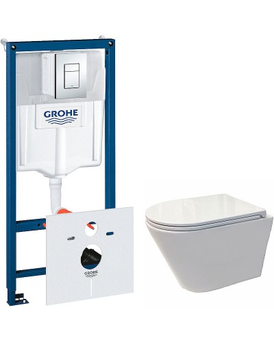 Комплект унитаза Koller Pool Orion OR-0515-RW с инсталляцией Grohe Rapid SL 38775001 с сиденьем Микролифт и клавишей смыва Хром