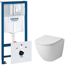 Комплект унитаза Grossman GR-4455S с инсталляцией Grohe Rapid SL 38775001 с сиденьем Микролифт и клавишей смыва Хром