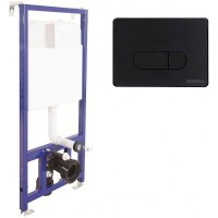 Комплект унитаза Owl 1975 Vind Cirkel-H OWLT190305 с инсталляцией Berges Wasserhaus Novum D5 040235 с сиденьем Микролифт и Черной матовой клавишей смыва