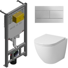 Комплект унитаза Grossman GR-4455S с сиденьем Микролифт и инсталляцией Jacob Delafon E29025-NF+E4316-CP с клавишей смыва Хром