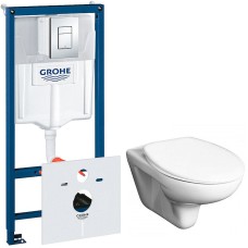 Комплект унитаза Roca Mateo 346200000+ZRU9302815 с инсталляцией Grohe Rapid SL 38775001 с сиденьем и клавишей смыва Хром