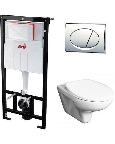 Комплект унитаза Roca Mateo 346200000+ZRU9302815 с инсталляцией Alcaplast Sadromodul AM101/1120-3:1 RU M71-0001 с сиденьем и клавишей смыва Хром