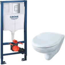 Комплект унитаза Rosa Элеганс Люкс Вн УнБ32 4620008195438 с инсталляцией Grohe Rapid SL 38772001 с сиденьем Микролифт и клавишей смыва Хром